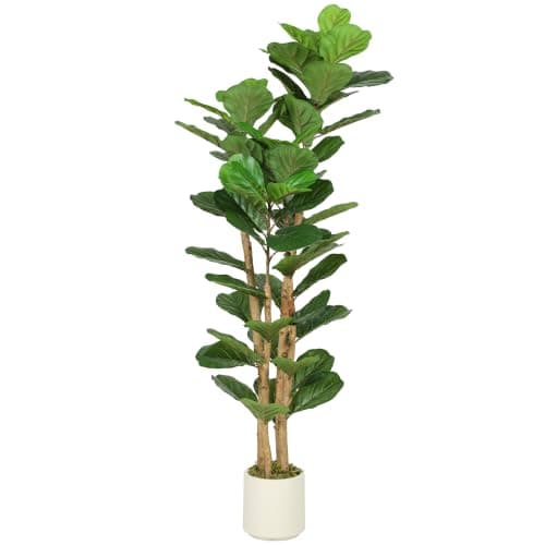 HOMCOM Ficus lyrata Artificial 150 cm 71 Hojas Verde